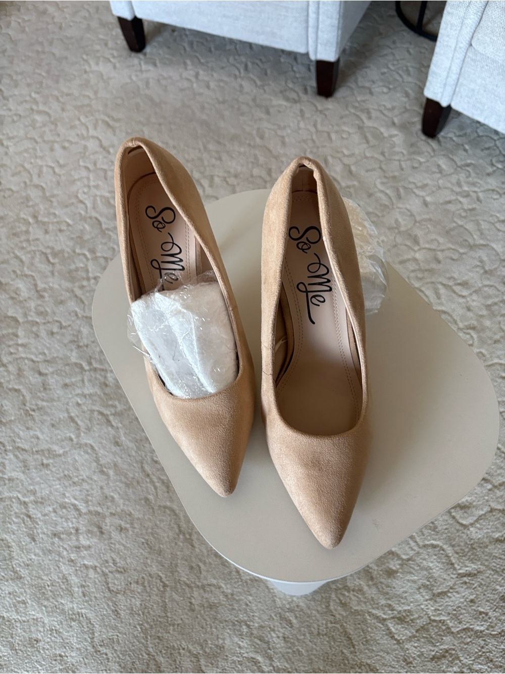 So Me Beige Pointed Toe Pumps for Women